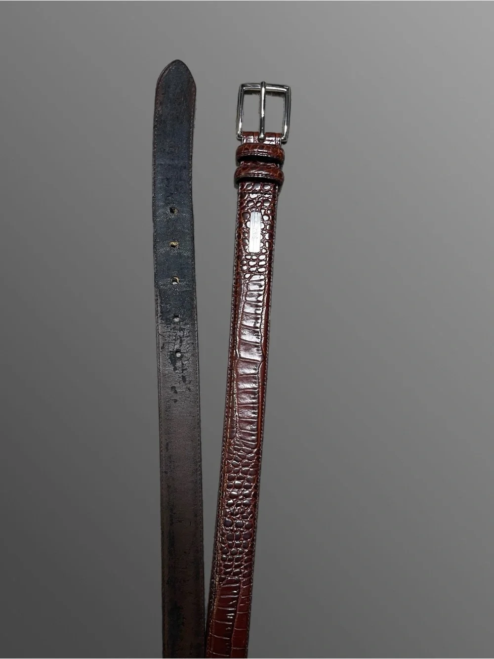 Vintage Polo Ralph Lauren Cognac Brown Croc Italian Leather Men’s Belt